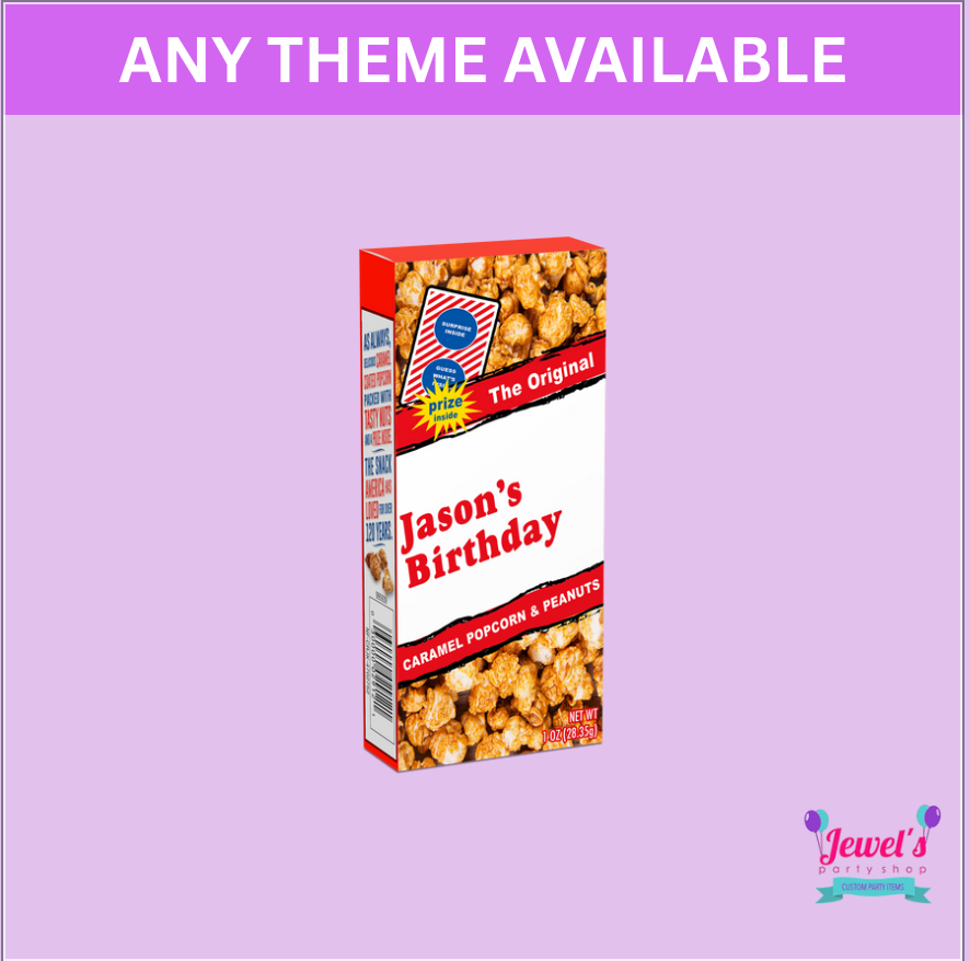 Custom Cracker Jack Box, Printed and Shipped! Custom Cracker Jack Box Wrappers! Custom Cracker Jack Box Favors! (Copy)