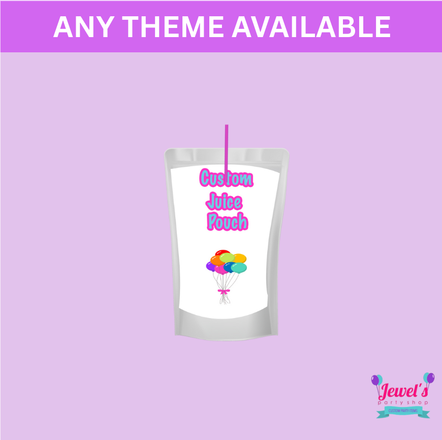 Custom Juice Pouch , Printed and Shipped! Juice Labels! Custom Favors!