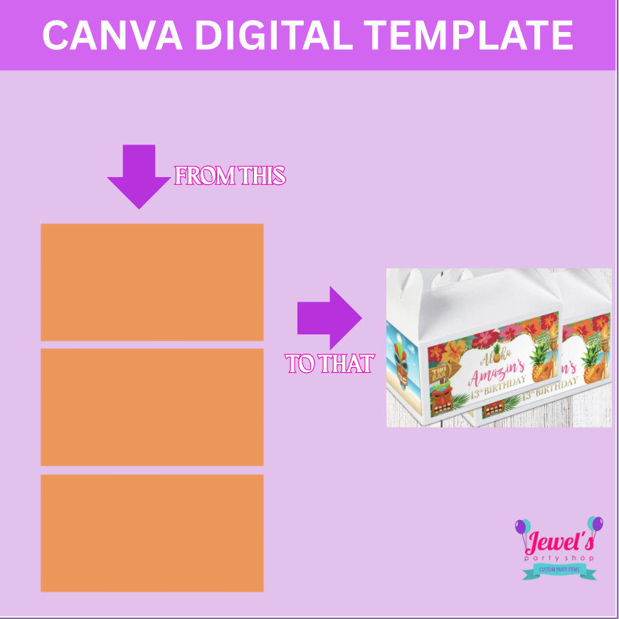 CANVA Custom Gable Box DIGITAL template, INSTANT! Custom Gable Box Wrappers! Custom Party Favors!