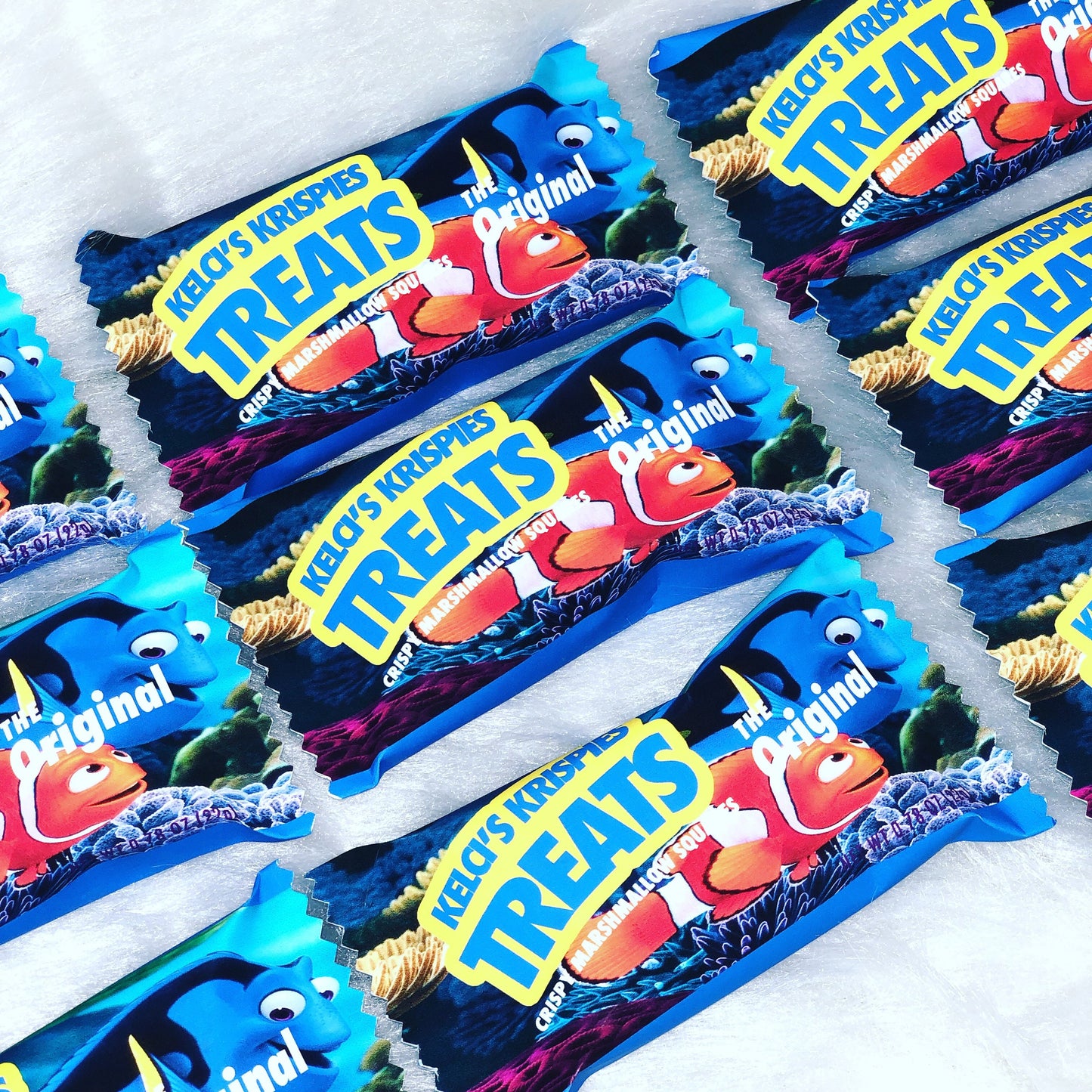 Custom Rice Krispies Treats, Printed and Shipped! Custom Rice Krispies Treats Wrappers! Finding Nemo Party Favors! (Copy)