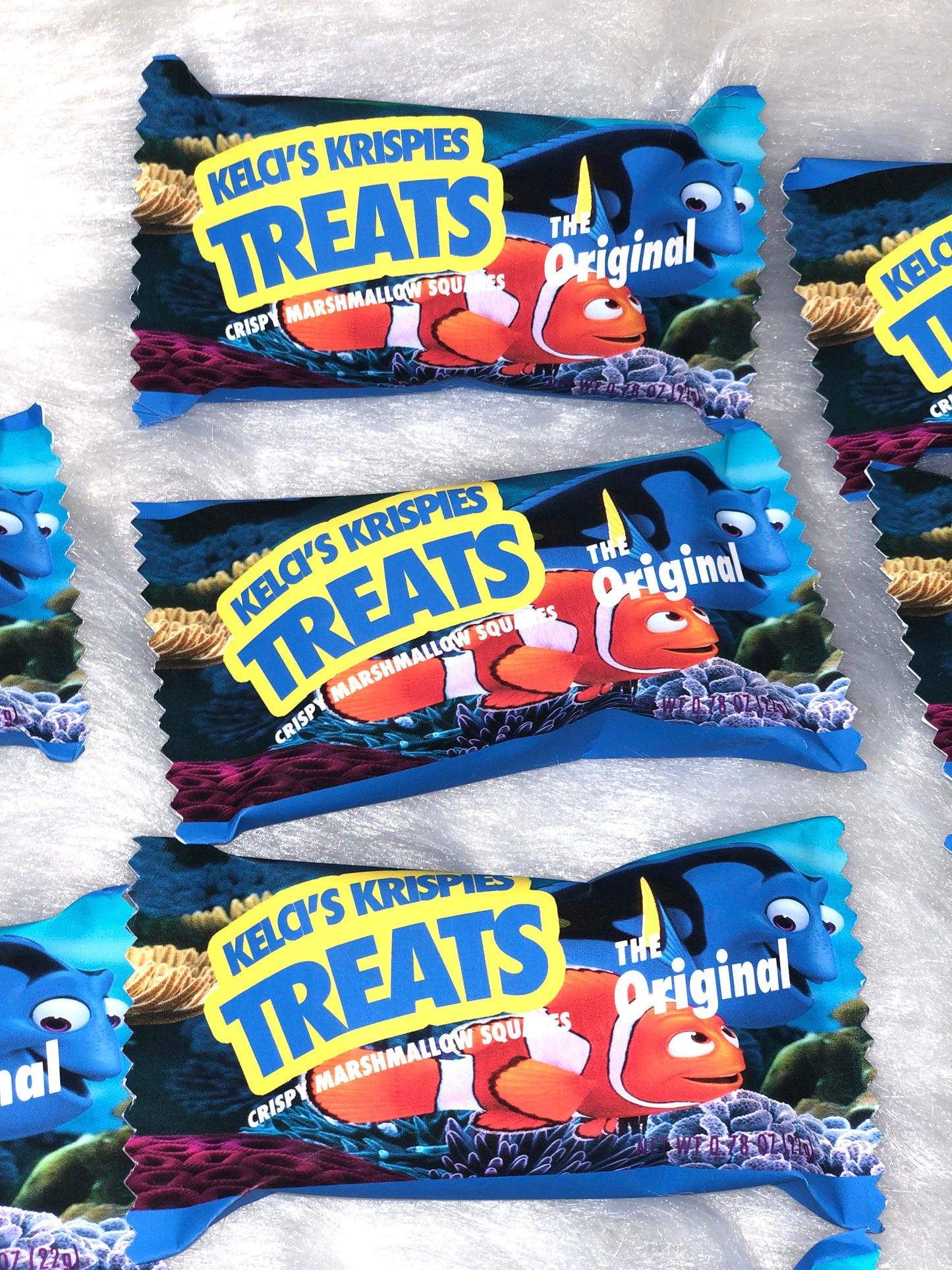 Custom Rice Krispies Treats, Printed and Shipped! Custom Rice Krispies Treats Wrappers! Finding Nemo Party Favors! (Copy)