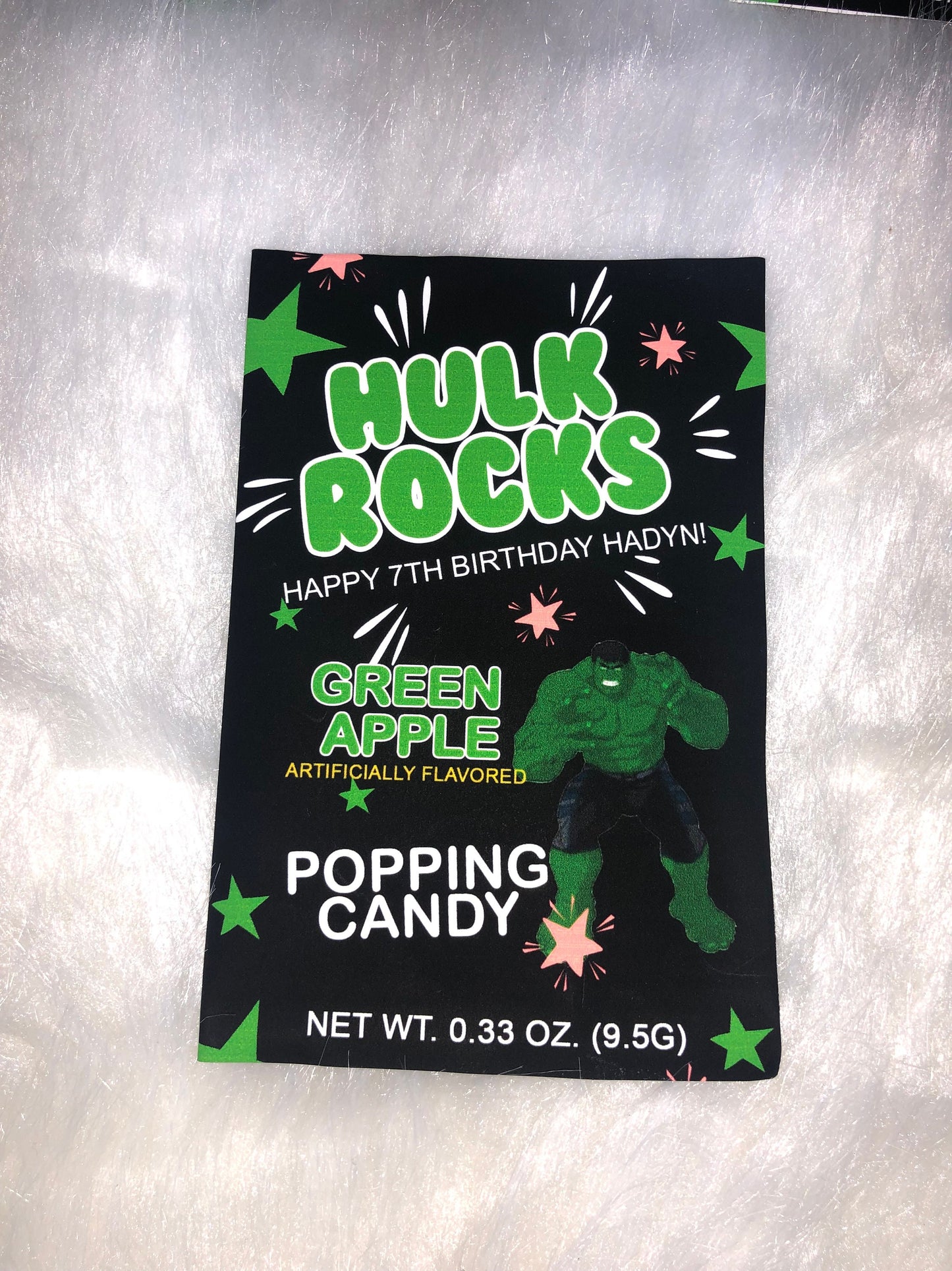 Hulk Custom Pop Rocks Candy, Printed and Shipped! Custom Pop Rocks Candy Wrappers! Hulk/ Avengers Party Favors!