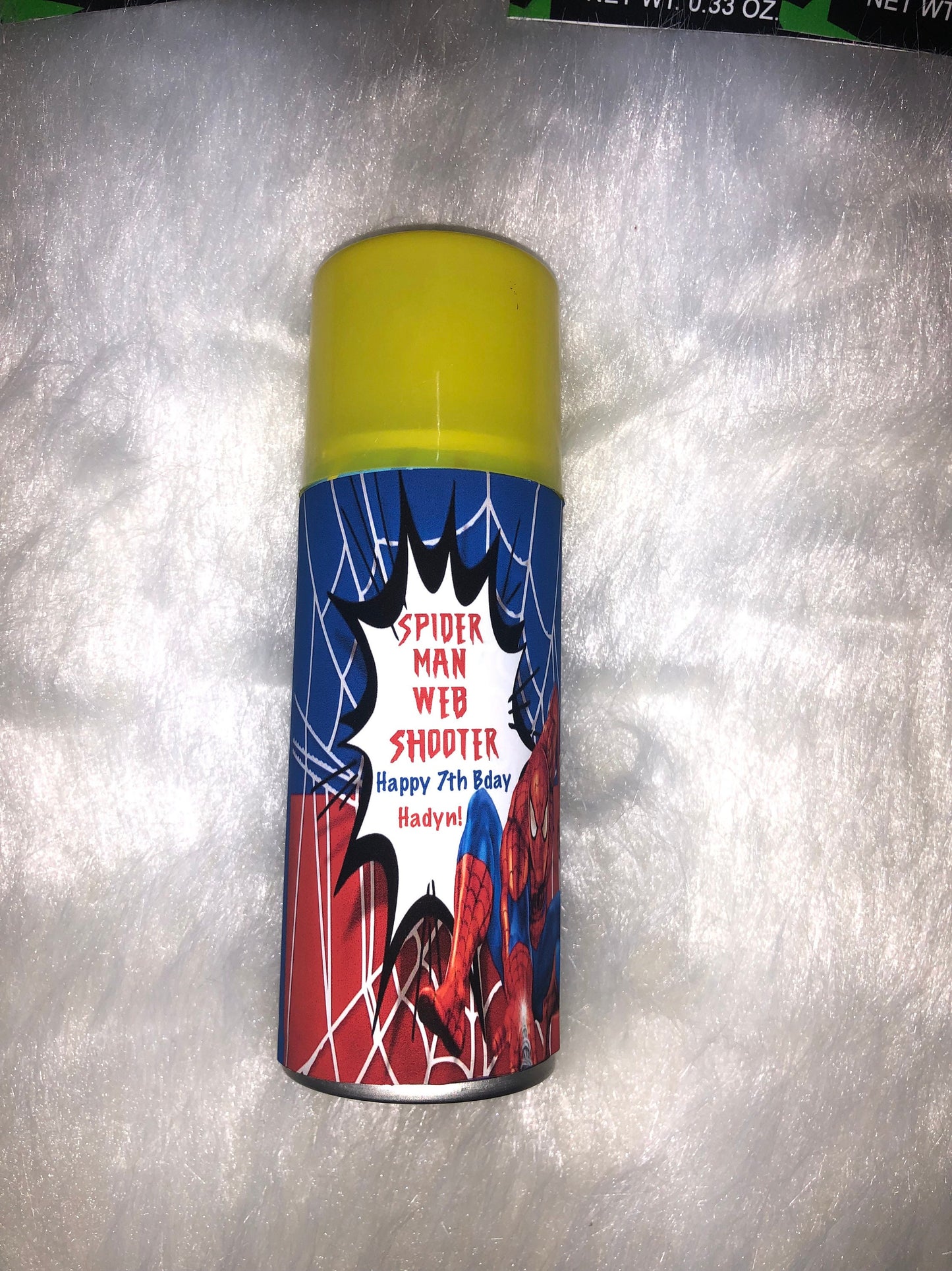 Spiderman Custom Silly String, Digital, Labels Shipped or Local Pickup! Custom Silly String Labels! Spiderman Party Favors!