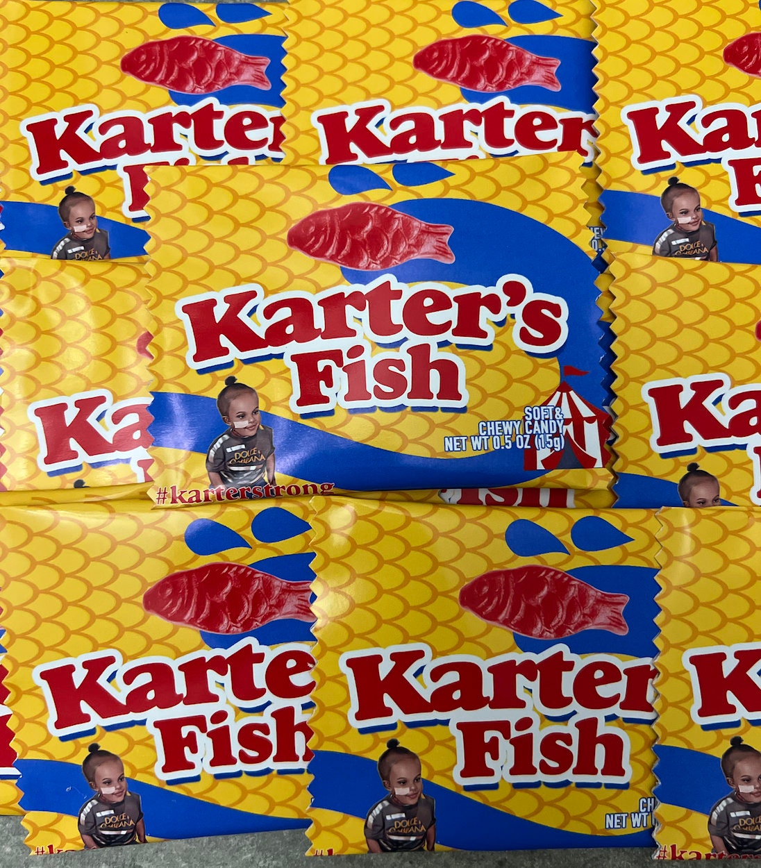 Custom Mini Sweet fish candy bag, Printed and Shipped! Custom Sweet fish candy bag Labels! Event Favors!