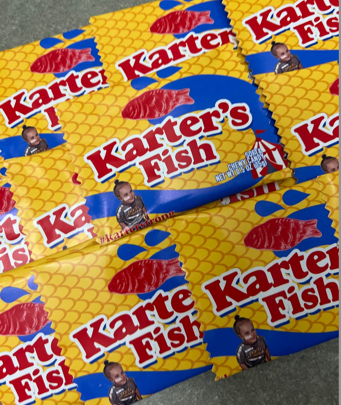 Custom Mini Sweet fish candy bag, Printed and Shipped! Custom Sweet fish candy bag Labels! Event Favors!