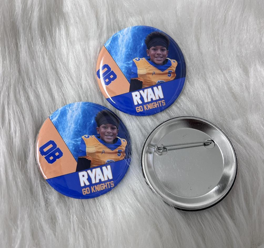 Custom Celebration Pin Buttons, Shipped! Custom Event Pin Buttons! Custom Theme Pin Buttons!