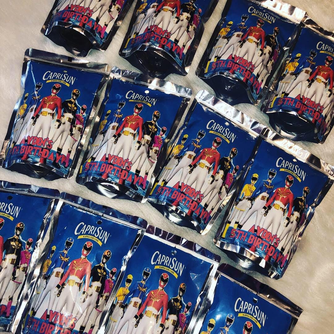 Custom Juice Pouch , Printed and Shipped! Juice Labels! Custom Favors!