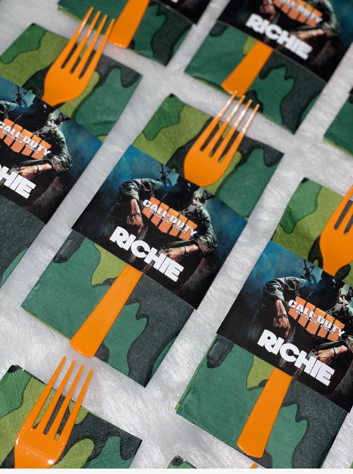Custom Napkin Rings, Printed and Shipped! Custom Utensil Wrappers! Spiderman Party!