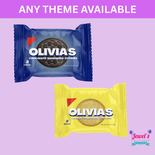 Custom 2pk Chocolate or Vanilla Cookies, Printed and Shipped! Custom 2pk Chocolate or Vanilla Cookies wrappers! Event Favors!