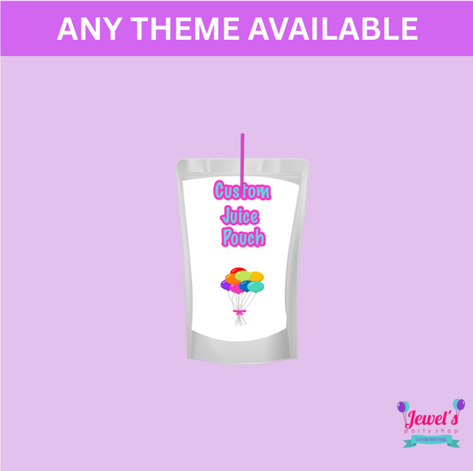 Custom Juice Pouch , Printed and Shipped! Juice Labels! Custom Favors!