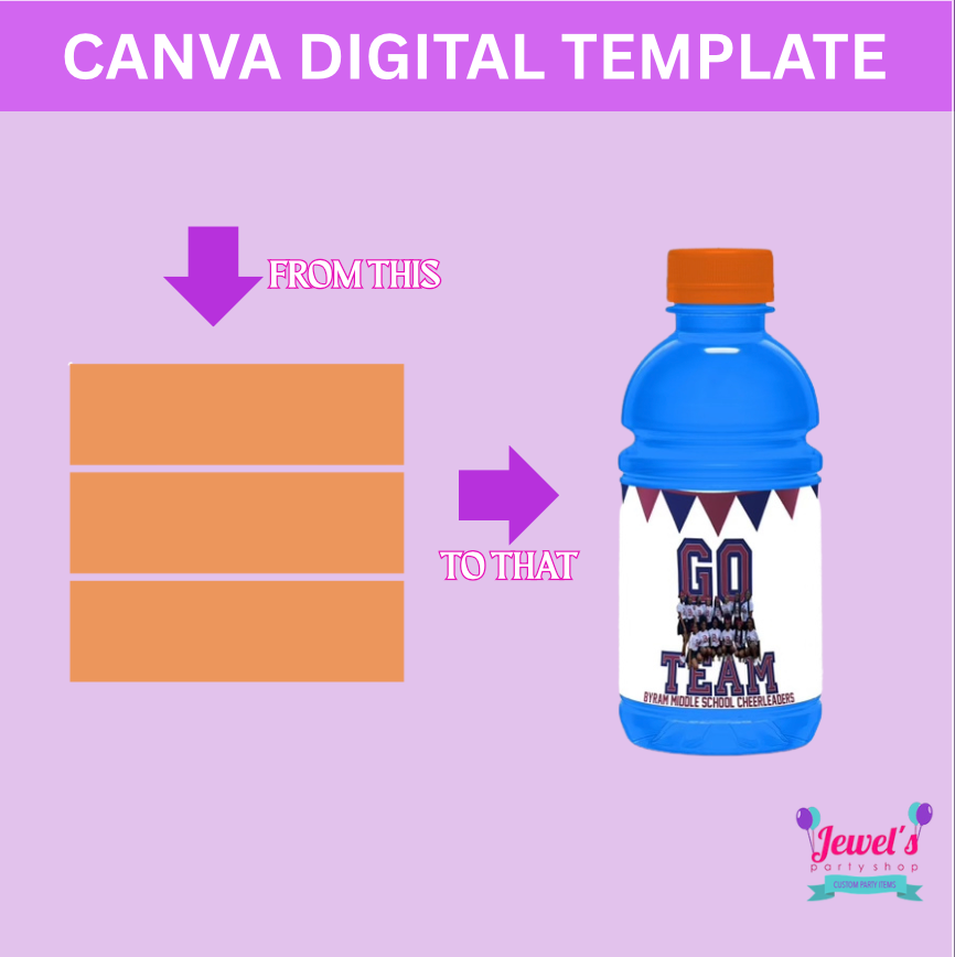 CANVA Custom Sports Drink DIGITAL template, INSTANT! Custom Sports Drink Wrappers! Custom Party Favors!
