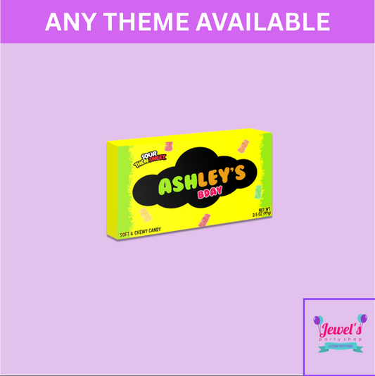 Custom Sour candy box, Printed and Shipped! Custom Sour candy box Labels! Event Favors!