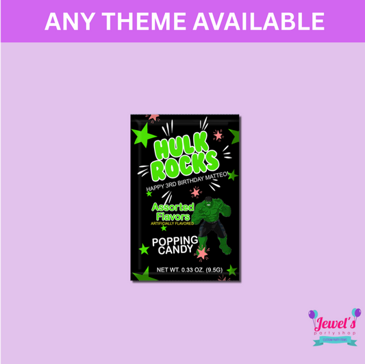 Hulk Custom Pop Rocks Candy, Printed and Shipped! Custom Pop Rocks Candy Wrappers! Hulk/ Avengers Party Favors!