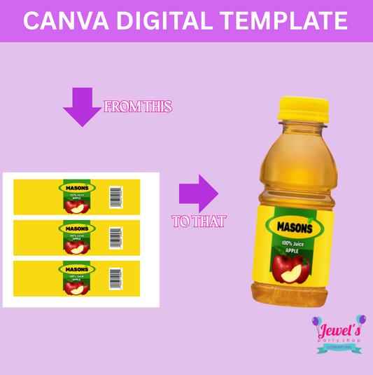 CANVA Custom Apple Juice DIGITAL template, INSTANT! Custom Apple Juice Wrappers! Custom Party Favors!