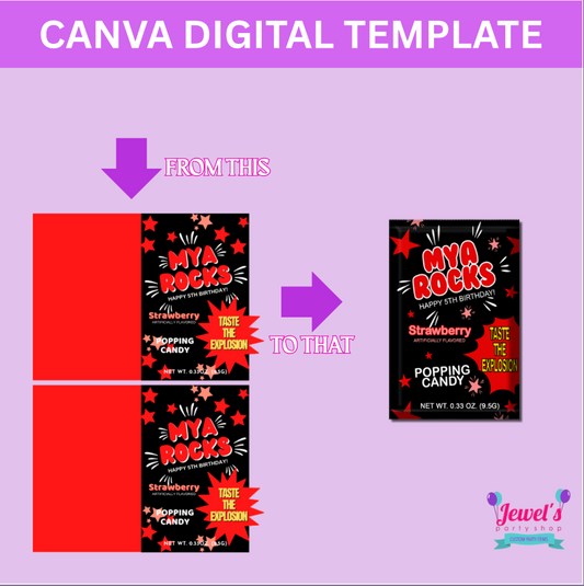 CANVA Custom Popping Candies DIGITAL template, INSTANT! Custom Popping Candies Wrappers! Custom Party Favors!