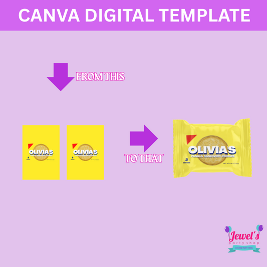 CANVA Custom 2PK Vanilla Cookies DIGITAL template, INSTANT! Custom 2PK Vanilla Cookies Wrappers! Custom Party Favors!