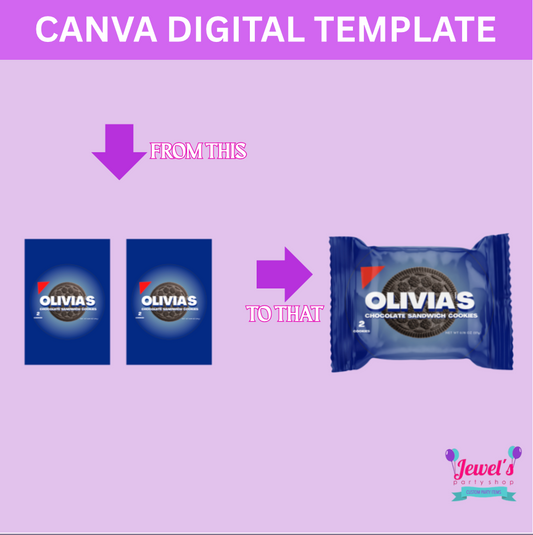 CANVA Custom 2PK Chocolate Cookies DIGITAL template, INSTANT! Custom 2PK Chocolate Cookies Wrappers! Custom Party Favors!