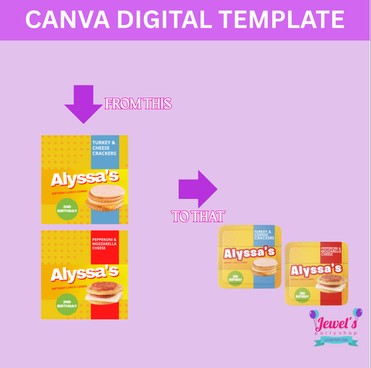 CANVA Custom Lunch Combo DIGITAL template, INSTANT! Custom Lunch Combo Label! Custom Party Favors!