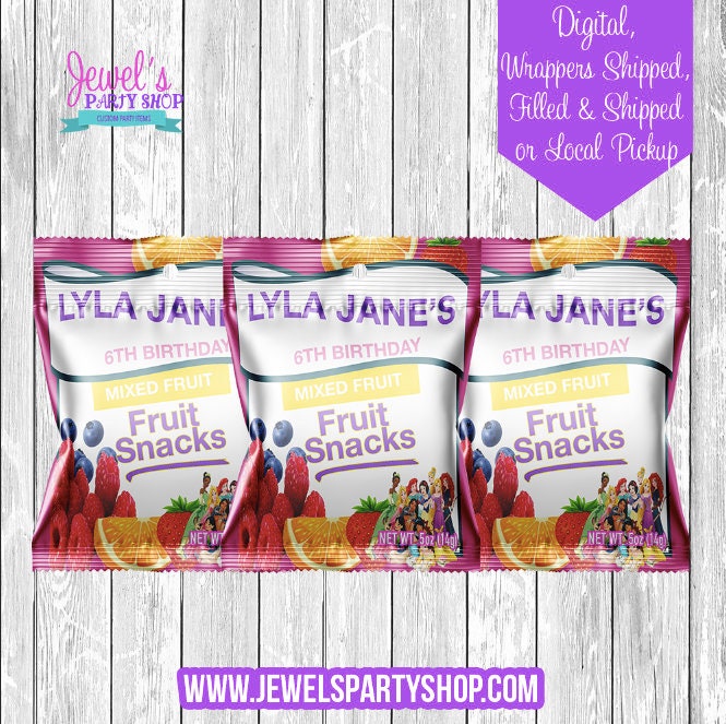 Custom Fruit Snacks, Printed and Shipped! Custom Fruit Snack Wrappers Party Favors!