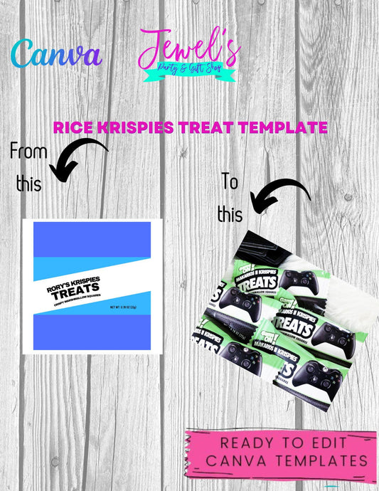 CANVA Custom Rice Krispies DIGITAL template, INSTANT! Custom Rice Krispies Wrappers! Custom Party Favors!