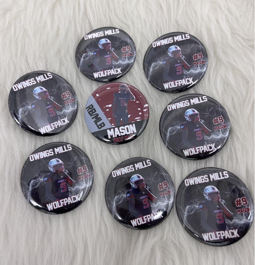 Custom Celebration Pin Buttons, Shipped! Custom Event Pin Buttons! Custom Theme Pin Buttons!