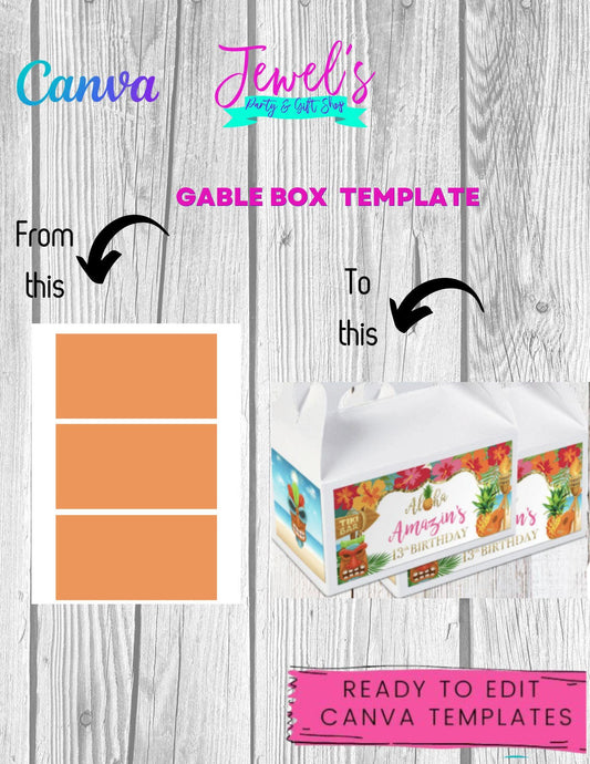 CANVA Custom Gable Box DIGITAL template, INSTANT! Custom Gable Box Wrappers! Custom Party Favors!